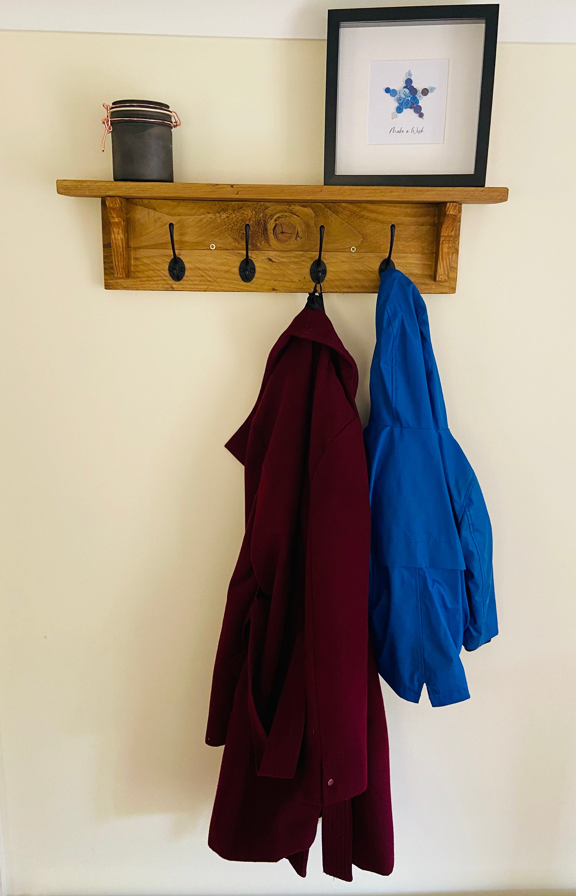 Coat Hook Rack With Shelf Uk Hook Shelf Coat Hook Rack Etsy UK