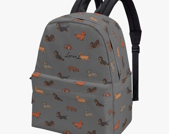 dachshund print backpack