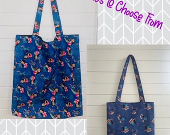 Lilo & Stitch Tote Bags! Many designs to choose from. Reversible and Washable.