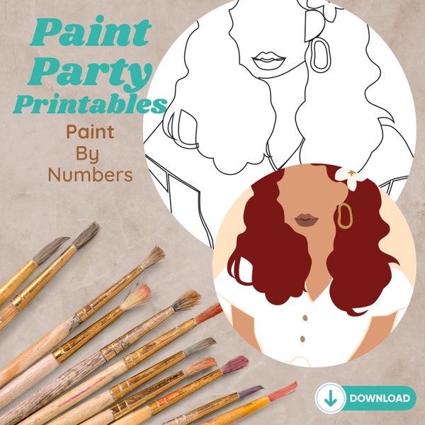 Paint N Sip Faceless Portrait Easy Color by Numbers Digital Download  Paint by Numbers