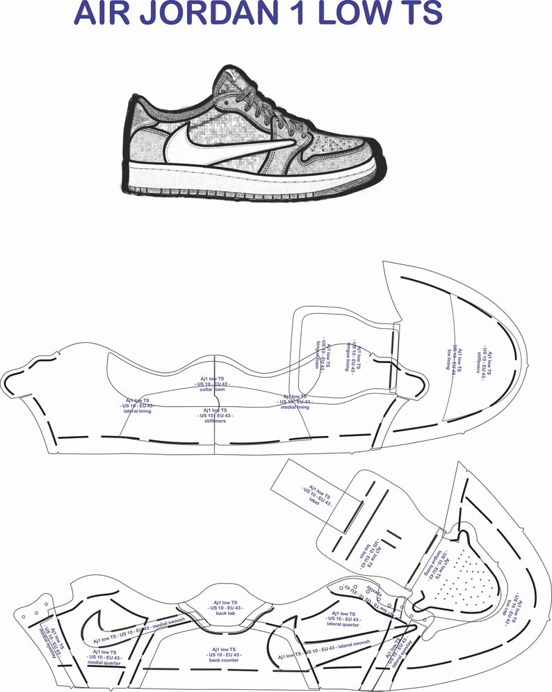 Aj1 Low TRAVIS Scott Sneaker Pattern PDF/SVG Files | Etsy
