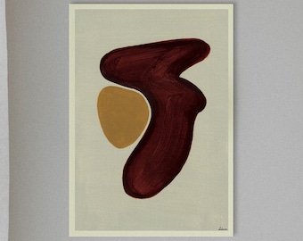 Abstract Earth Tone Printable Wall Art, Minimalist Organic Shape Poster, Modern Contemporary Home Decor