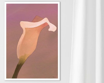 Calla Lily Art Print, Pink Floral Print, Minimalist Art Print, Flower Watercolor Painting, Botanical Illustration, Wildflower Print, A2 art