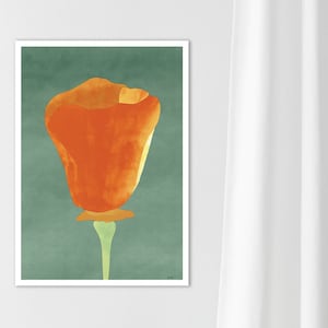 Orange Tulip Floral Art Print, Yellow Flower Watercolor Print, Botanical Art Floral Illustration, Simple Floral Painting, Spring Summer art