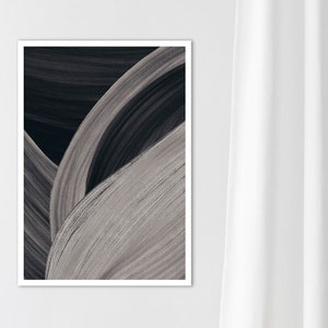 Dark Gray Art Print, Neutral Wall Decor, Minimalist Home Decor Wall Art For Living Room, Flowing Abstract Lines, Dining Room Art, Gray Print