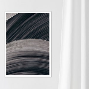 Modern Simple Neutral Wall Art, Abstract Art Minimalist, Shades of Gray Poster, Black and Gray Abstract Painting, Contemporary Digital Art