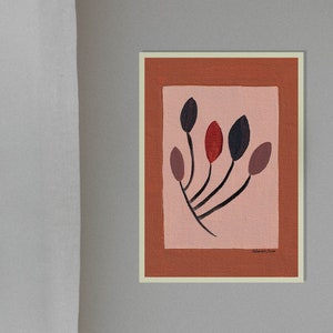 Estampado de arte tribal orgánico botánico, póster minimalista moderno, decoración del hogar contemporáneo, marrón canela ámbar profundo y negro, estilo japonés