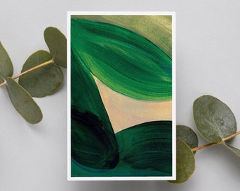 Abstract botanical painting, Deep Emerald green print, contemporary wall art for home decor, Mid century Large Watercolor Printable 16x20