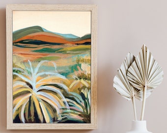 Moderne hedendaagse landschapskunst print voor home decor, Abstract Mountain, National Park Prints, Soft Pastel Color Botanical Poster, 16x20