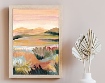 landscape print, contemporary wall art for home decor, impressionist landscape art, landscape wall art, Digital download mountain art prints