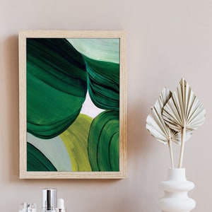 Abstracte groene print, moderne aquarelkunst, hedendaagse grote muurkunst voor huisdecor, smaragdgroene kunstprint, groene aquarel abstract afbeelding 1