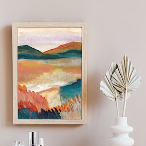 landscape print, contemporary wall art for home decor, impressionist landscape art, landscape wall art, Digital download Mountain art prints