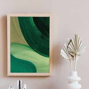 Abstract Emerald green prints, Emerald Green wall art for home decor, Mid century print, abstract green painting, minimalist green artwork zdjęcie 1