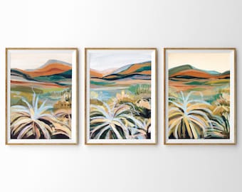 Set of 3 prints, soft pastel color landscape prints set of 3, abstract landscape prints, dry savanna art prints, wall art set of 3 abstract