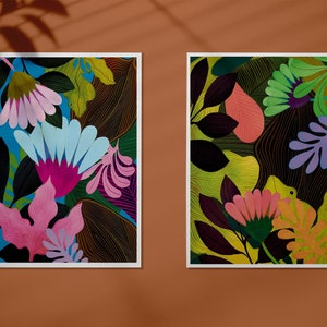 Set of 2 Tropical Wildflower Prints, Colorful Floral Print, Botanical Print, Cheerful Floral Art Print, Flower Art Print, Colorful Botanical image 8