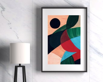 Modern contemporary art print for home decor, modern abstract art, printable geometric wall art, black pink art, stylish abstract art print