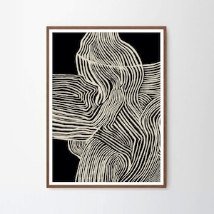 Wabi Sabi Inspired Art Print, Abstract Line Art, Japandi Art Print, Scandinavian Wall Art, Black Line Art, Neutral Black and White Painting