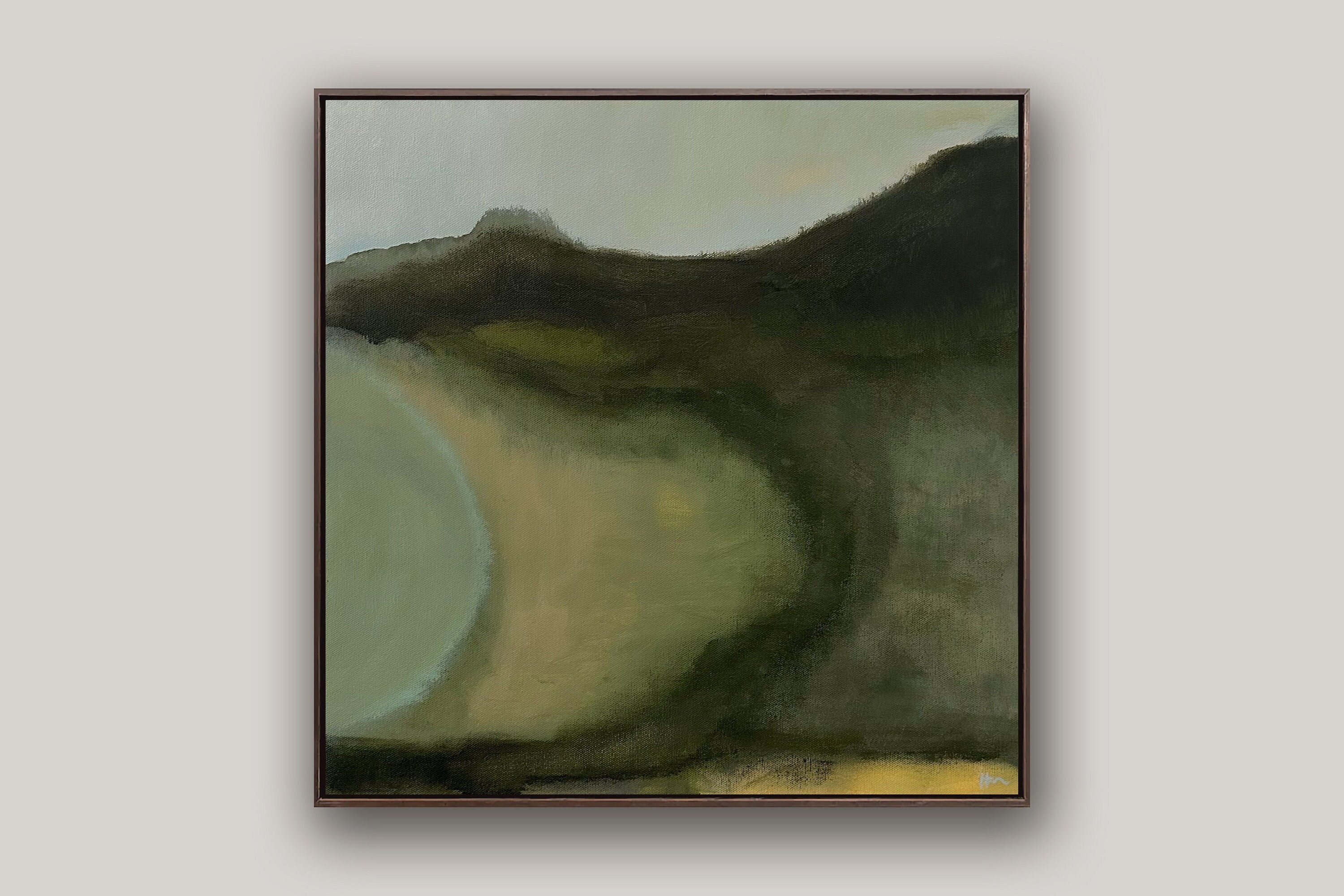 Original Landscape Painting on Canvas, Square Landscape Painting 20 x 20, Square Landscape Wall Art, Living Room art, Moody Vintage Painting
