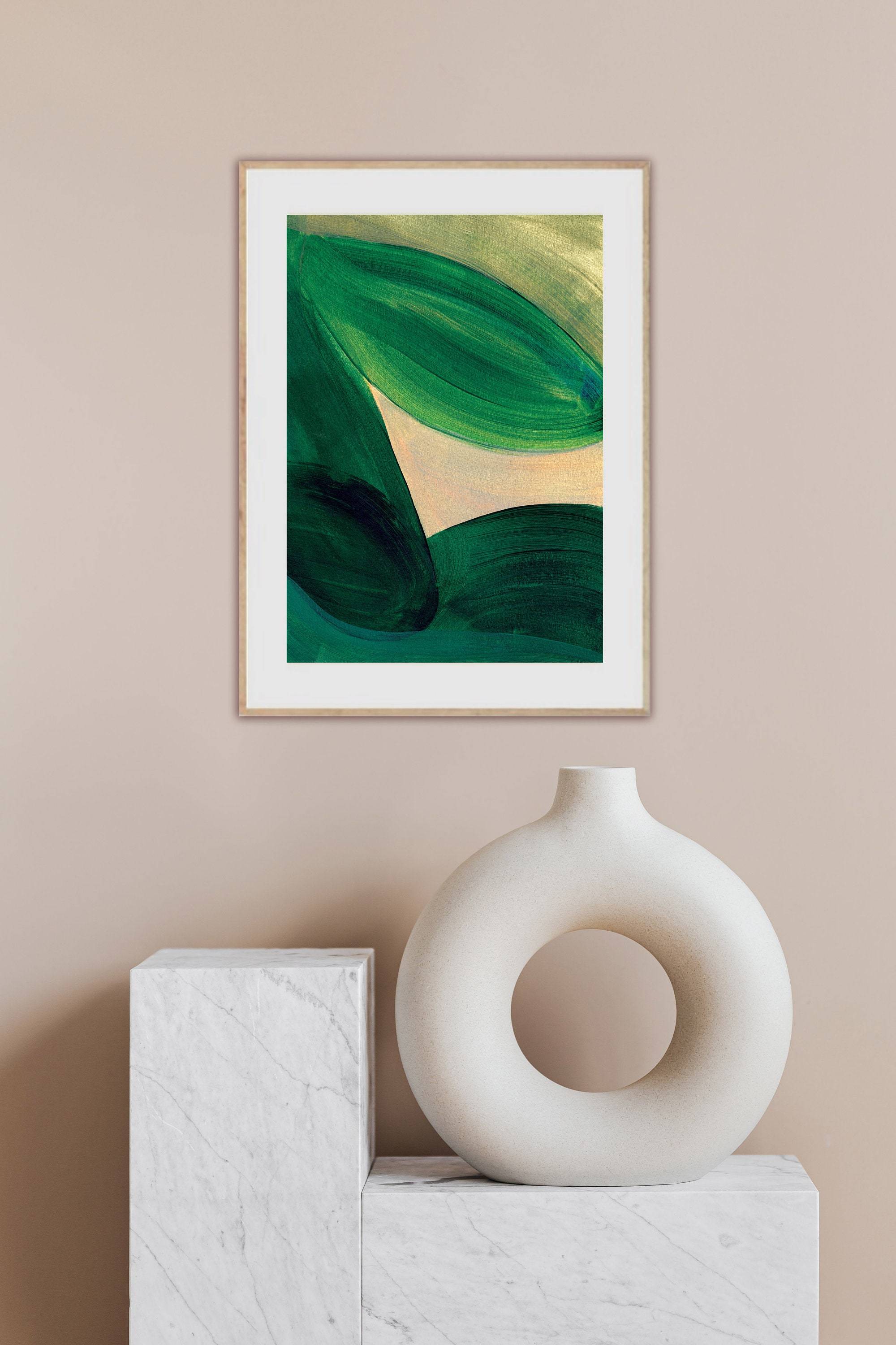Emerald Green Abstract Art Print Set: Minimalist Wall Decor (digital ...