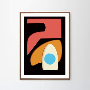 A simple and alluring modern contemporary art print made by Kalamasa Art Gallery, has a beautiful abstract organic shapes. This unique artwork is framed and hung in a white clean wall, creates a vocal point to the surrounding interior design