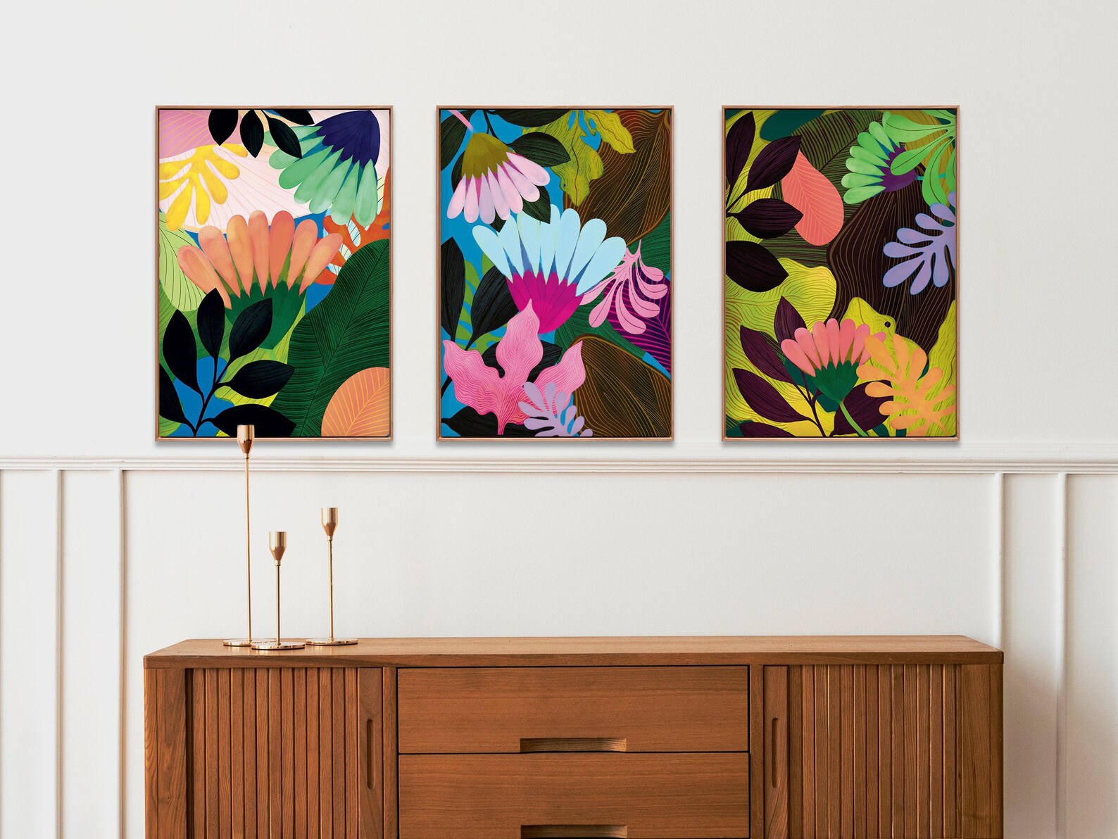 Colorful Floral Botanical Print Set of 3 Gallery Wall Art - Etsy
