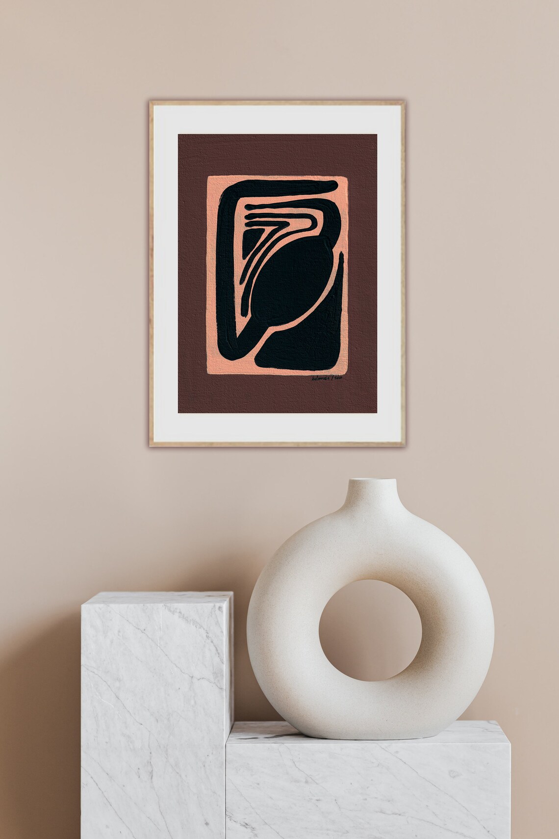 Abstract Minimalist Print Zen Wall Art Black Brown Painting Etsy