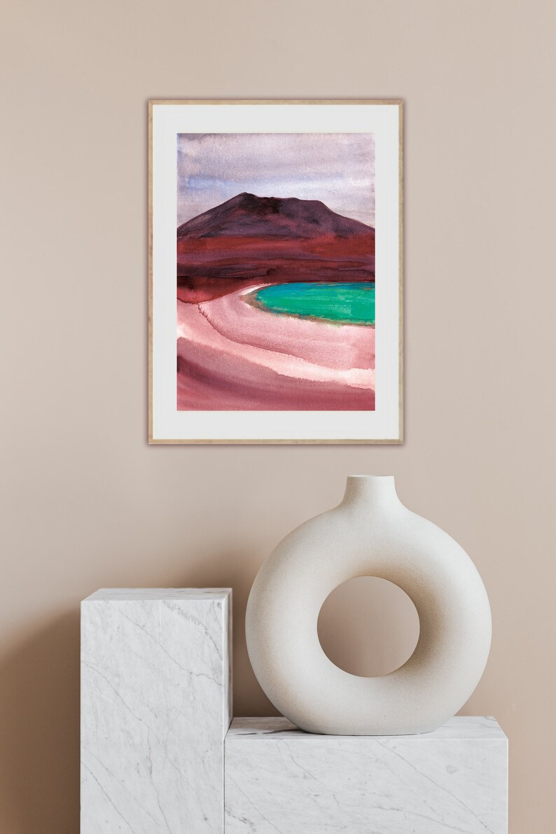 Mountain Landscape Art Print Set: Abstract Pastel Nature (digital ...