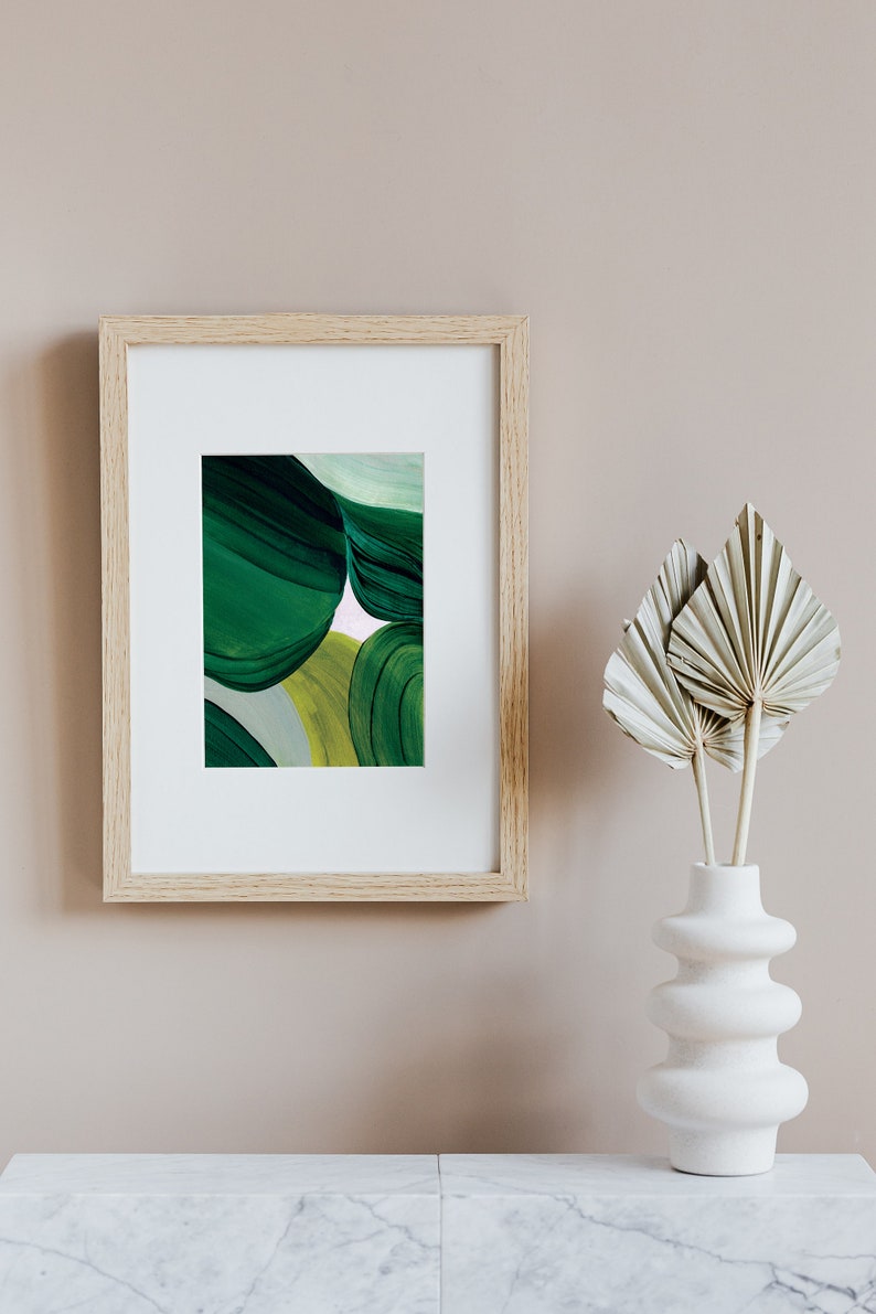 Abstracte groene print, moderne aquarelkunst, hedendaagse grote muurkunst voor huisdecor, smaragdgroene kunstprint, groene aquarel abstract afbeelding 2