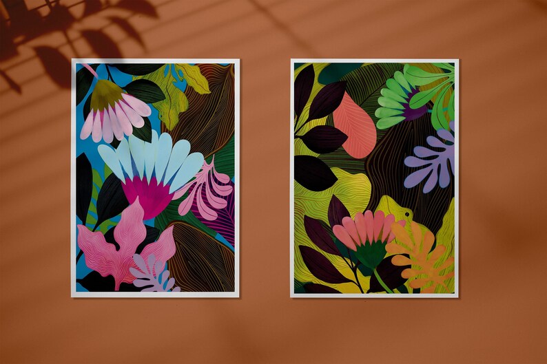 Set of 2 Tropical Wildflower Prints, Colorful Floral Print, Botanical Print, Cheerful Floral Art Print, Flower Art Print, Colorful Botanical image 8