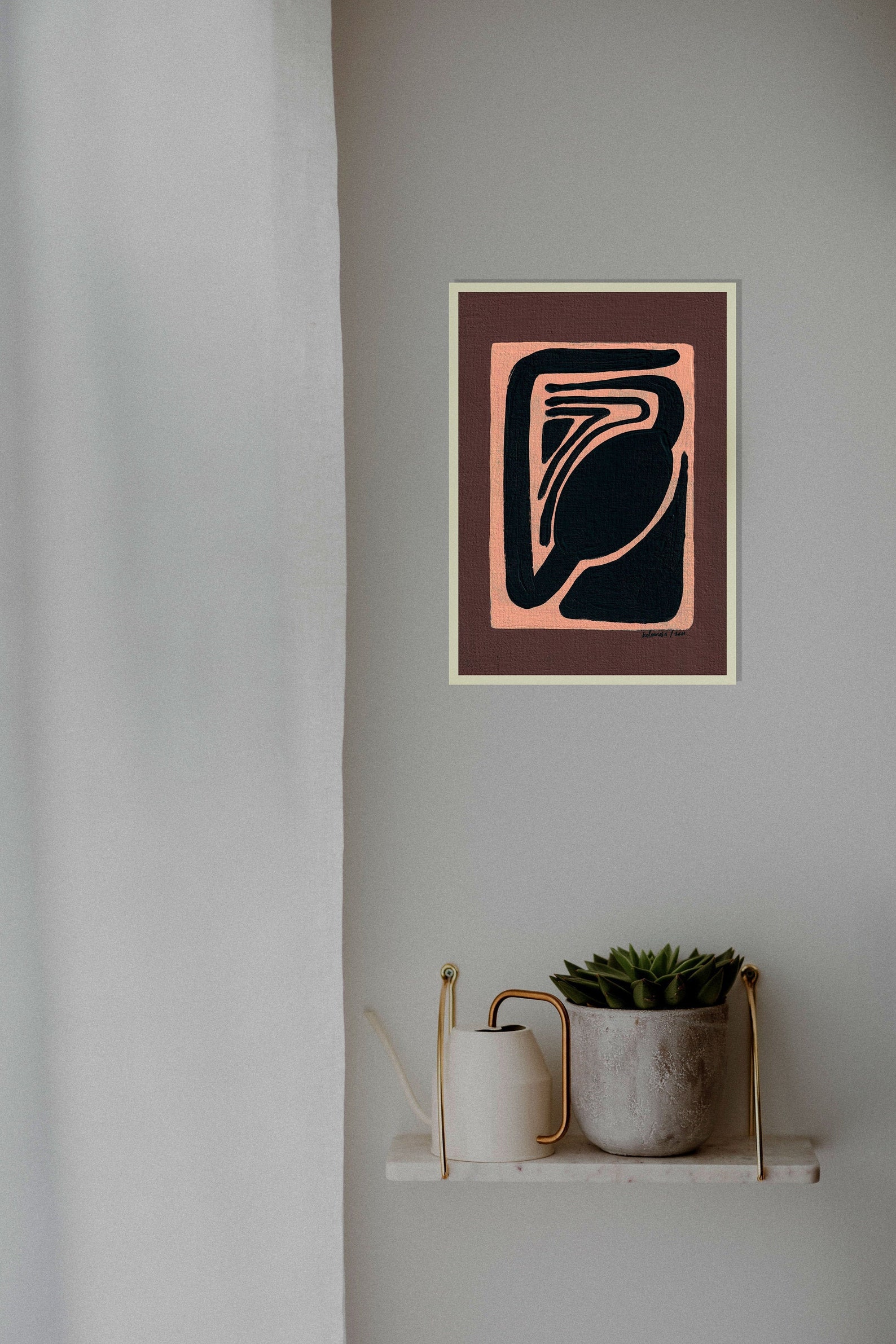 Abstract Minimalist Print Zen Wall Art Black Brown Painting Etsy