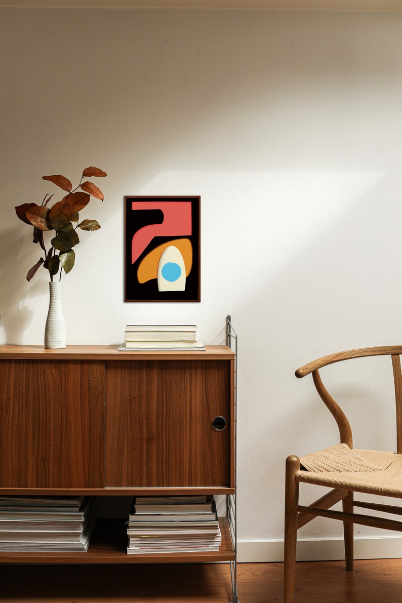 Japandi wall art, Japandi style artwork perfect for minimalist scandinavian home decor or modern mid-century house.