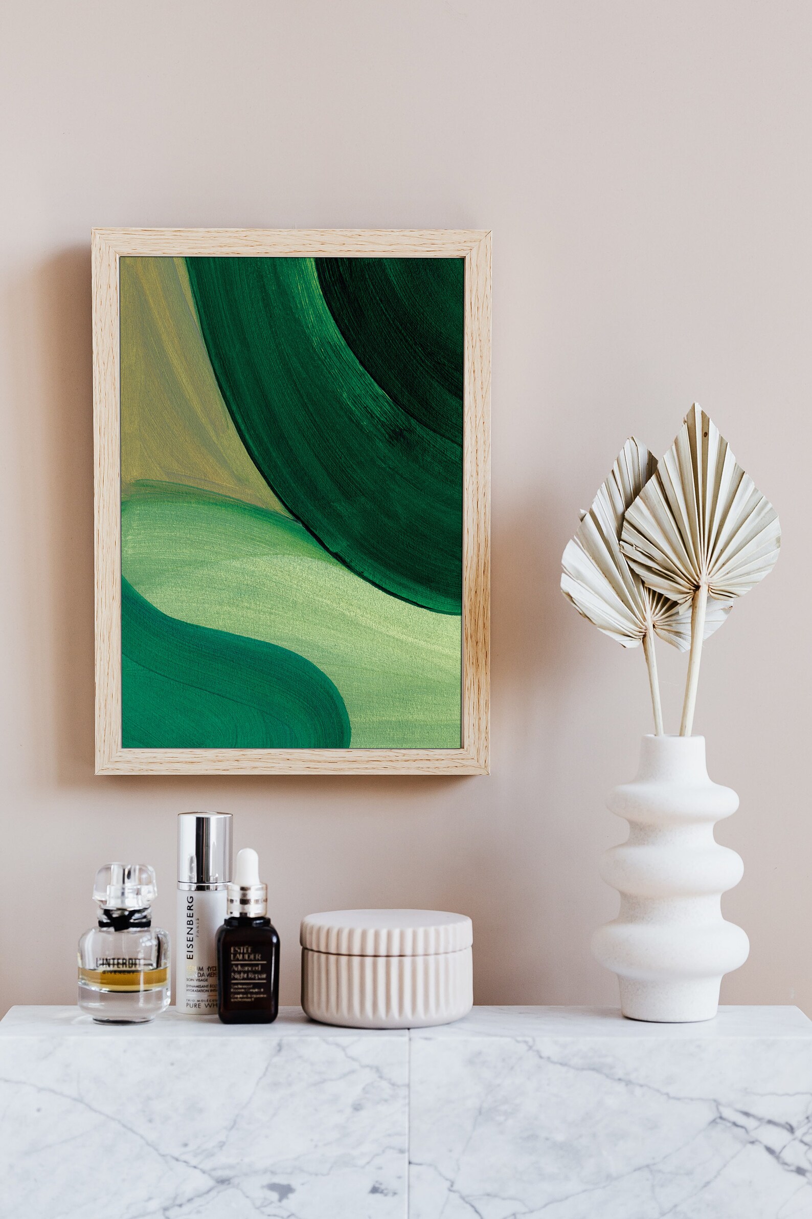 Emerald green wall art Set of 3 prints Leafy abstract decor Etsy