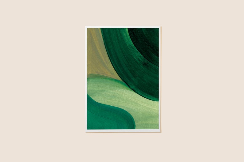 Abstract Emerald green prints, Emerald Green wall art for home decor, Mid century print, abstract green painting, minimalist green artwork zdjęcie 4