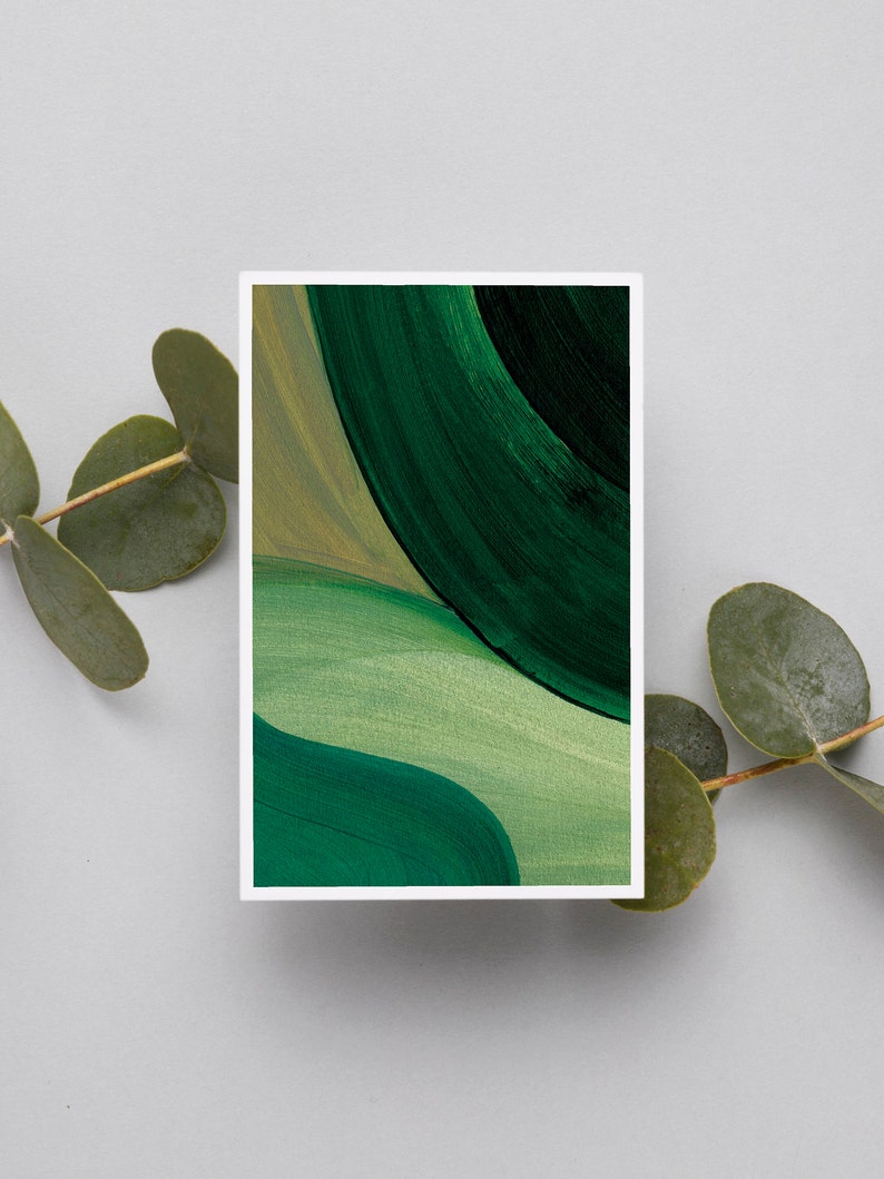 Emerald Green Wall Art Set of 3 Prints Leafy Abstract Decor Etsy UK