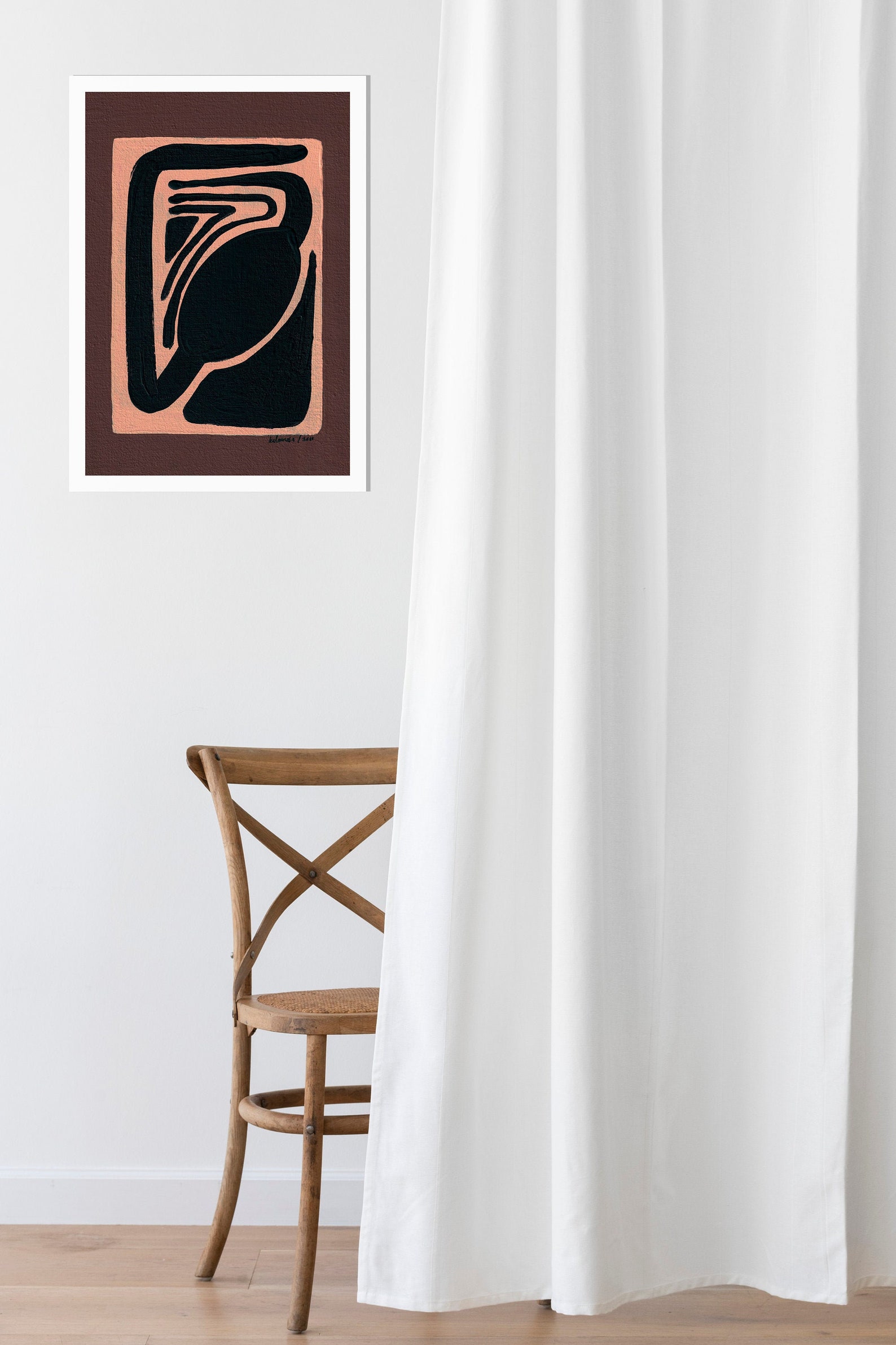 Abstract Minimalist Print Zen Wall Art Black Brown Painting Etsy