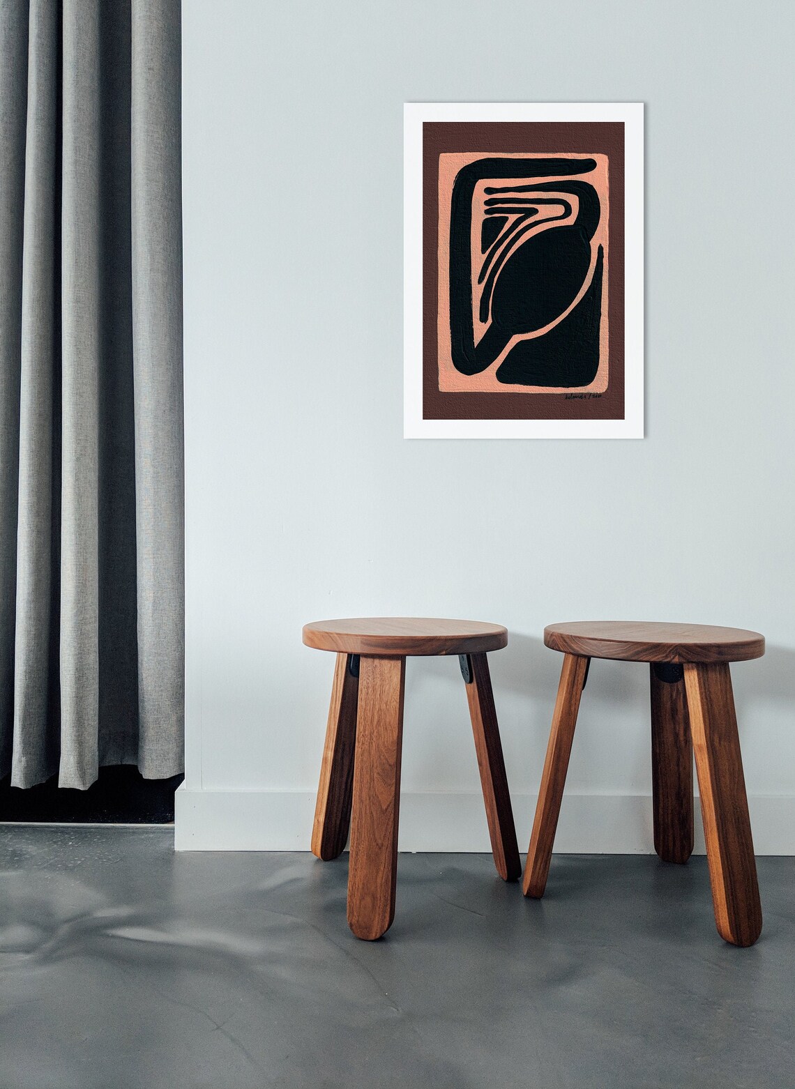 Abstract Minimalist Print Zen Wall Art Black Brown Painting Etsy