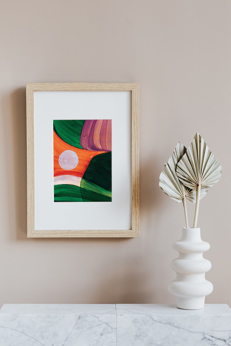 Abstract Green Orange Prints Contemporary Wall Art for Home | Etsy