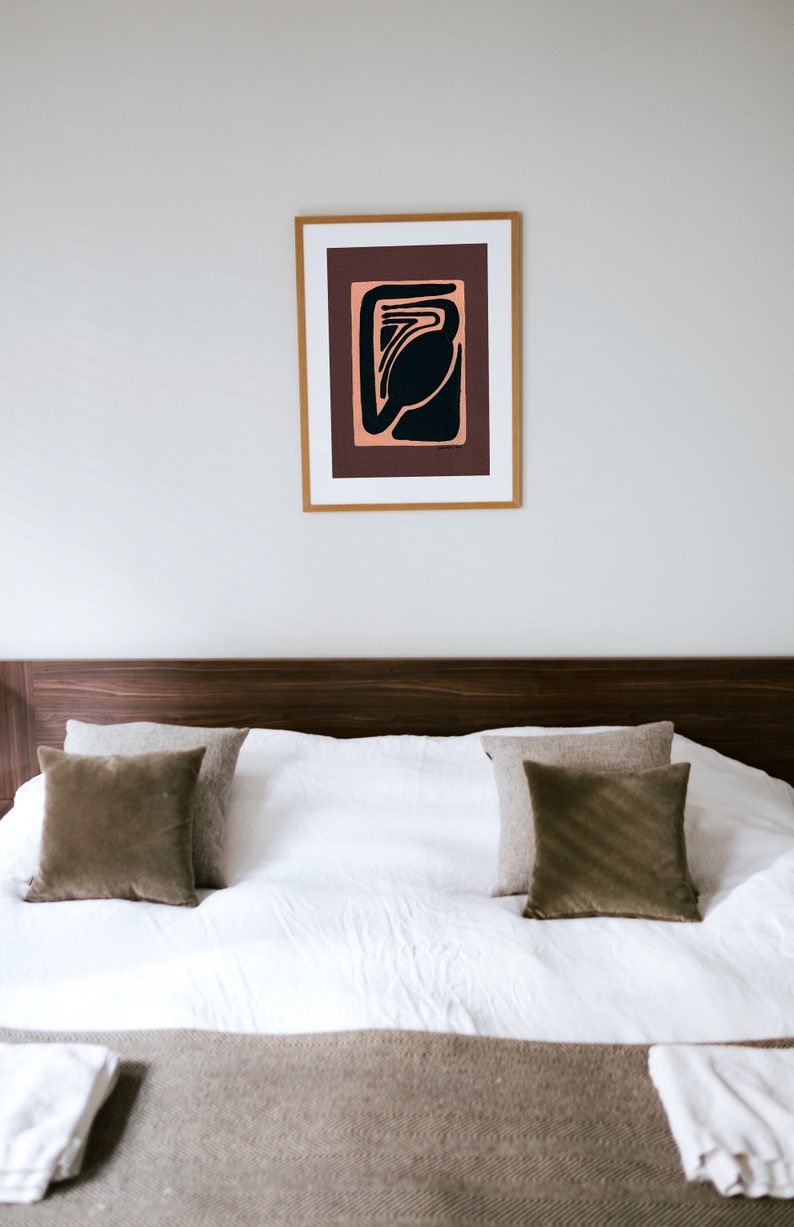 Abstract Minimalist Print Zen Wall Art Black Brown Painting Etsy