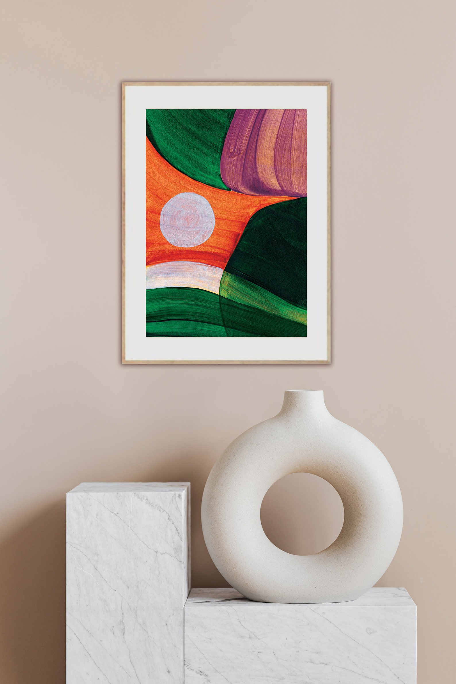 Abstract Green Orange Prints Contemporary Wall Art for Home | Etsy