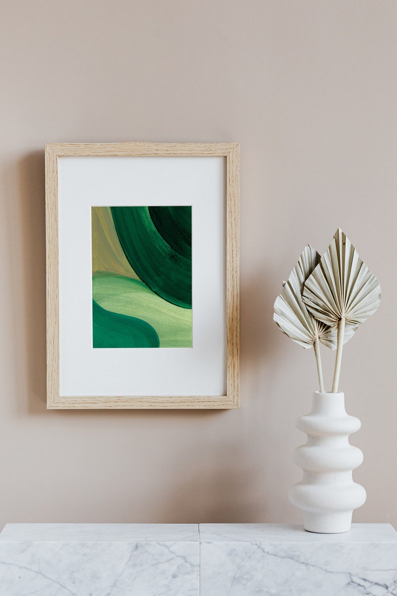 Abstract Emerald green prints, Emerald Green wall art for home decor, Mid century print, abstract green painting, minimalist green artwork zdjęcie 7