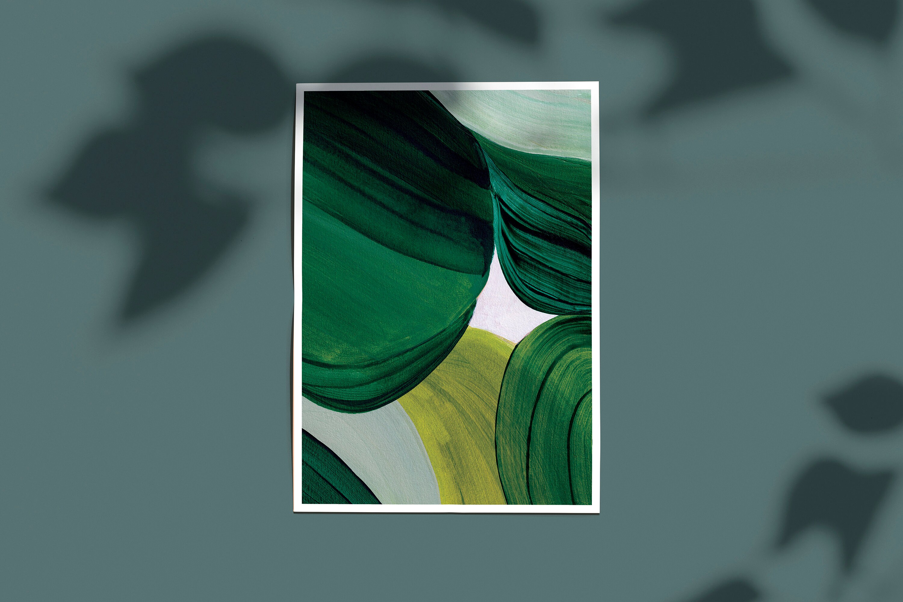 Emerald Green Abstract Watercolor Art Print: Modern Home Decor (digital ...