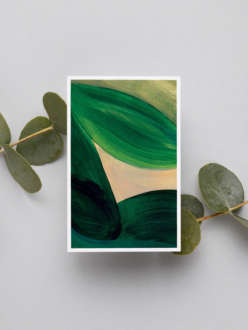 Emerald Green Wall Art Set of 3 Prints Leafy Abstract Decor Etsy UK