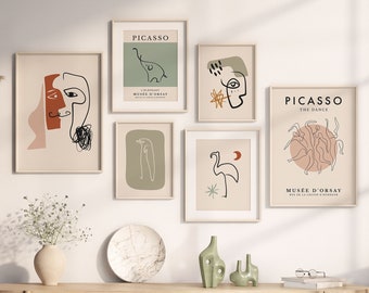 ピカソ ギャラリー ウォール 6 個セット、展覧会ポスターと折衷的な