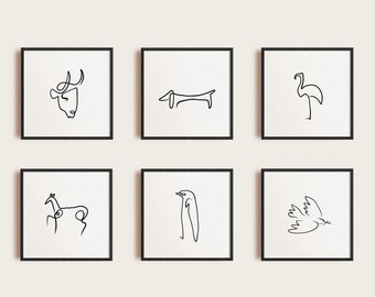PICASSO、IKEA OLUNDA、動物プリント 5 枚、額入りアートワーク