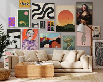 Printable Wall Art, Contemporary Art Prints, Maximalist Eclectic Posters, Modern Gallery Wall Set, Digital Download