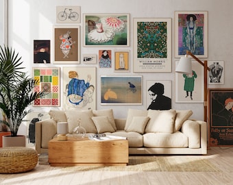 Eclectic Wall Art, Gallery Wall Set of Maximalist Vintage Prints, Printable Art Deco Bundle, Living Room Decor Digital Download