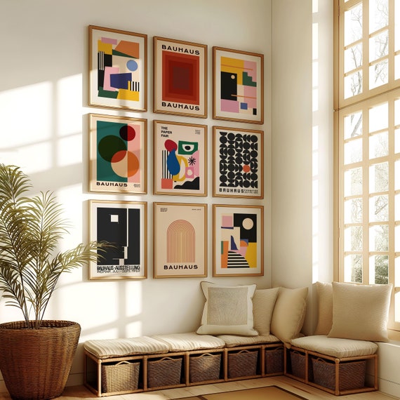 Retro Bauhaus Wall Art, Eclectic Gallery Wall Set, Maximalist Colorful Posters, Geometric Mcm Wall Decor, Modern Trendy Art Digital Download