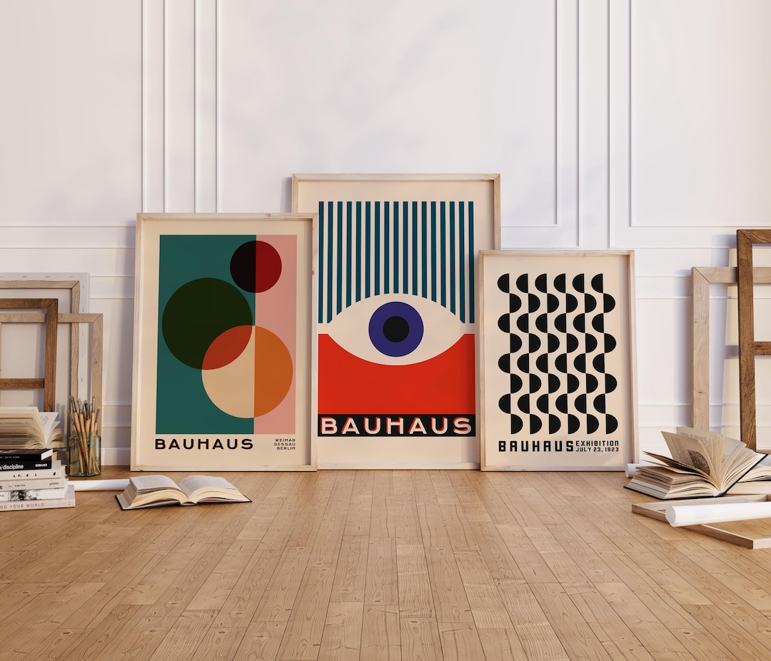 Bauhaus Set of 3 Prints Vintage Mid Century Modern Posters Retro ...