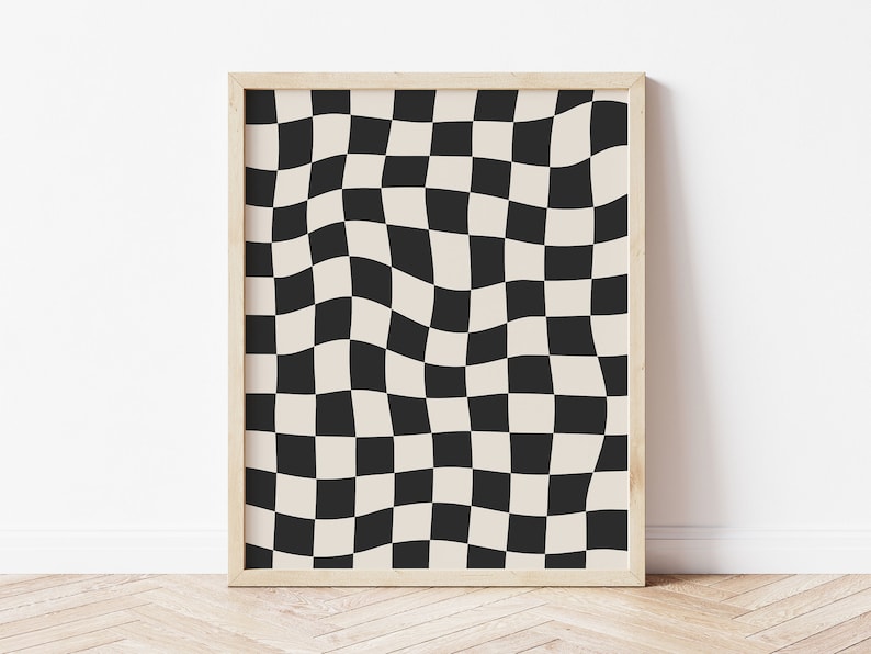 Black and White Checkered Decor Funky Wall Art Digital Etsy