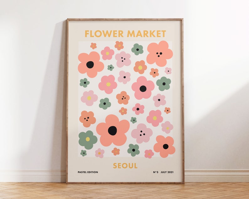 Flower Market Print Set of 6 Danish Pastel Wall Art Colorful Etsy